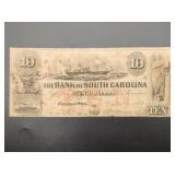 $10 1853 Charleston South Carolina Bank Note