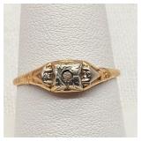 14K Gold Vintage Engagement Ring Diamonds