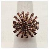 14K Gold Garnet Cluster Ring