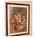 Framed Children and St. Bernard Print