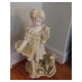 Garden Girl and Lamb Statue