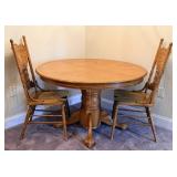 Oak Pedestal Table and Chairs