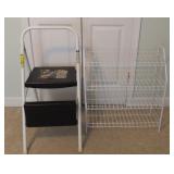 Step Stool And Wire Shelf Rack