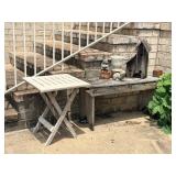 Outdoor Tables, Birdhouse, and Garden Decor