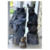 Chainsaw Carved Bears And Rabbit
