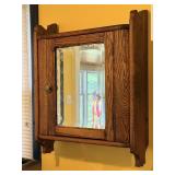 Oak Beveled Glass Medicine Cabinet