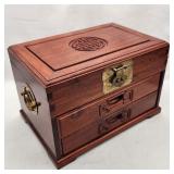 Chinese Style Heavy Hardwood Jewelry Box