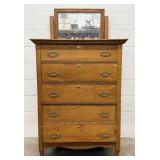 Oak Chest With Mirror