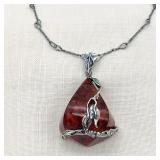 925 Silver 'WK' Baltic Amber Pendant Likely Poland