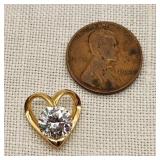 14K Gold Heart Pendant w/ 7.8mm CZ