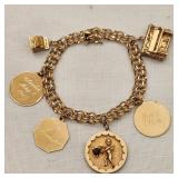 14K Charm Bracelet Piano Cash Register Etc