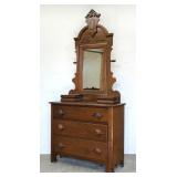 Victorian Walnut Dresser with Mirror