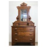 Victorian Walnut Dresser with Mirror
