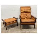 Hans Olsen Style Rosewood Lounge Chair & Ottoman