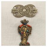 Max Neiger Pagoda Lady Brooch + Deco