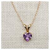 10K Gold Amethyst Heart Necklace
