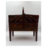 Wooden Sewing Basket with Notions