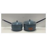 Turquoise Pearl-Agate Ware Saucepans