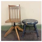Painted Stool and Desk Chair