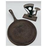 Wagner Cast Iron Skillet and Egg Scale