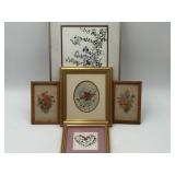 Framed Floral and Bird Wall Art