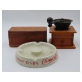 Wood Box, Grinder & Du Jardin Ashtray