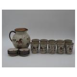 Horse Motif Pottery Drink Set
