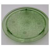 Green Glass Floral Cake Stand