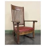Oak Slat Back Rocking Chair
