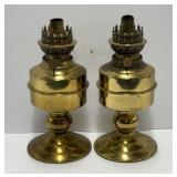 Pair Brass Oil Lamps