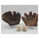 Vintage Baseball Gloves and Balls
