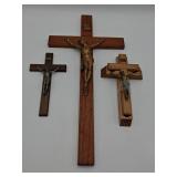 Three Wooden Crucifixes