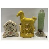 Ceramic Clock And Vintage Lamps
