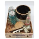 Ball Jars, Bottles, Crock & Grinder