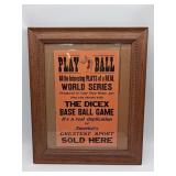 Framed Dicex Base Ball Game Poster