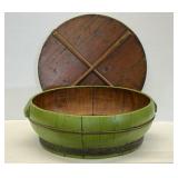 Green Painted Round Wooden Box