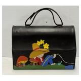 Metal handled tackle box with hand painted