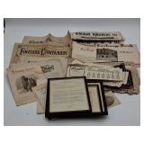 Antique Ephemera and Framed Documents