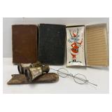 Opera Glasses, Books & Christmas Dish