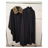 Black Capes with Animal Print Collar