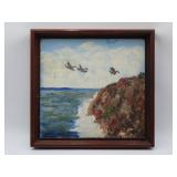 Framed Coastal Oil Painting