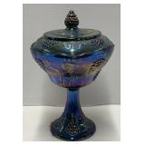 Carnival Glass Covered Compote