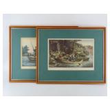 Framed Currier And Ives Prints