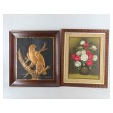 Framed Eagle And Floral Art