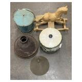 Rocking Horse And Decorative Tins
