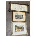 Framed Landscape and House Prints