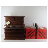 Sewing Boxes And Wooden Chest