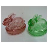 Glass Rabbit on Nest Dishes