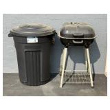 Charcoal Grill and Trash Can
