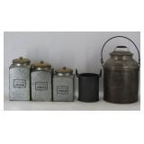 Galvanized Kitchen Canisters & Milk Can